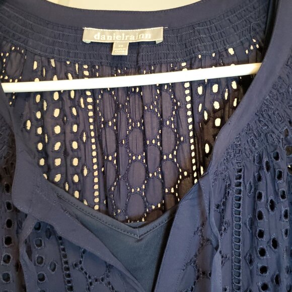 Daniel Rainn Wilcox Smock Detail Top, Navy, XS - Picture 3 of 5